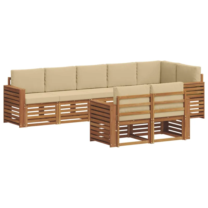 Sofų komplektai su pagalve 8 pcs Natūralus ir bežinis
