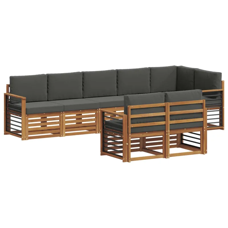 Sofų komplektai su pagalve 8 pcs Natūralus ir antracitas