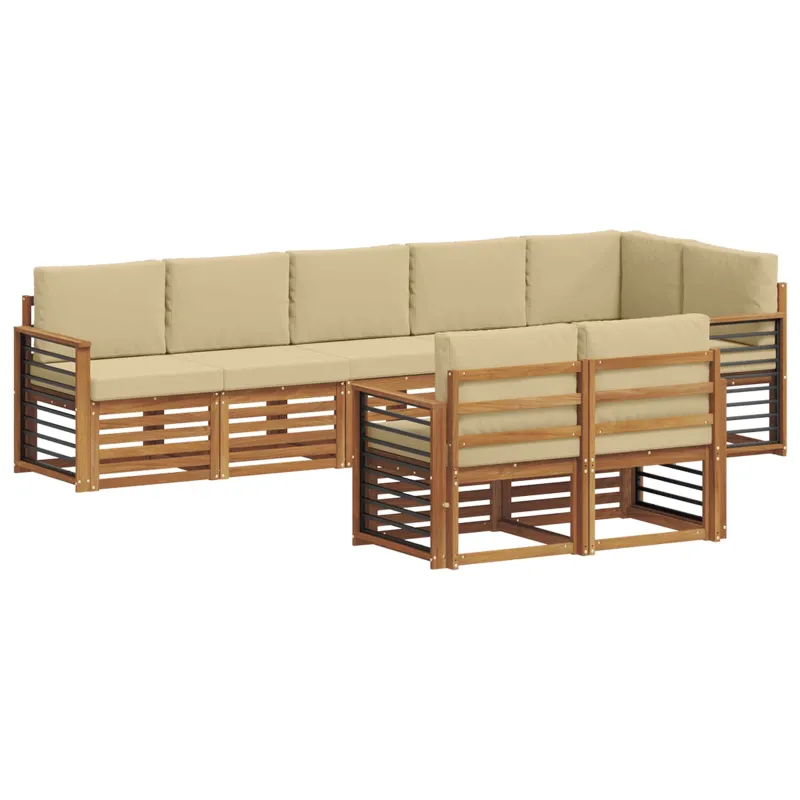 Sofų komplektai su pagalve 8 pcs Natūralus ir bežinis