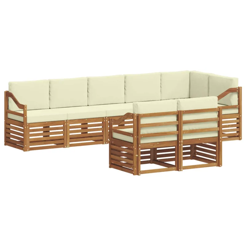 Sofų komplektai su pagalve 8 pcs Natūralus ir grietinėlė