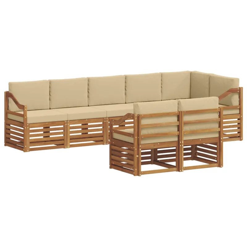 Sofų komplektai su pagalve 8 pcs Natūralus ir bežinis