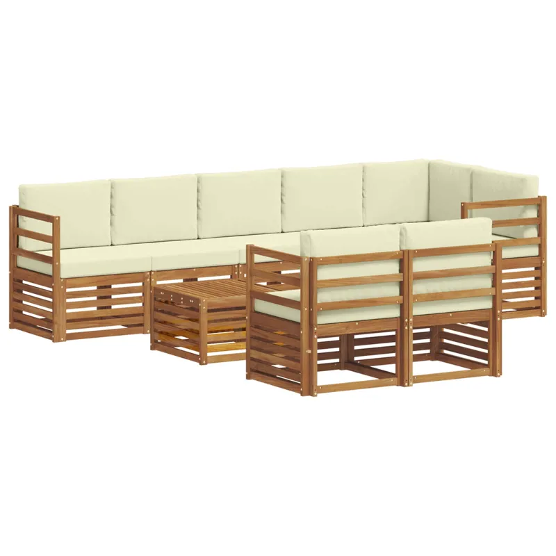 Sofų komplektai su pagalve 9 pcs Natūralus ir grietinėlė