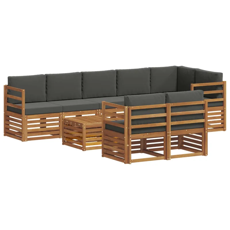 Sofų komplektai su pagalve 9 pcs Natūralus ir antracitas