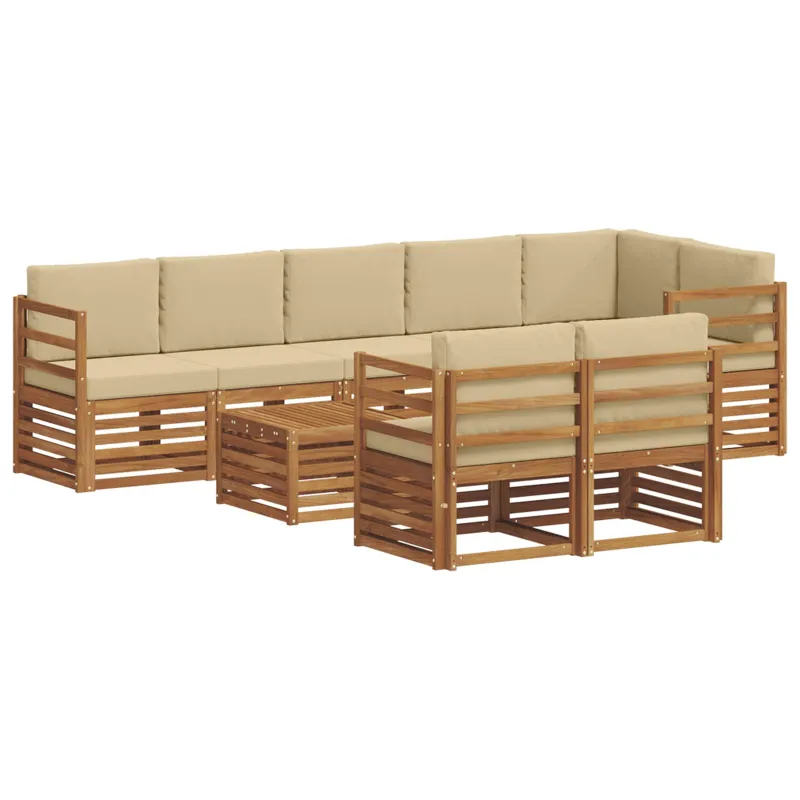 Sofų komplektai su pagalve 9 pcs Natūralus ir bežinis