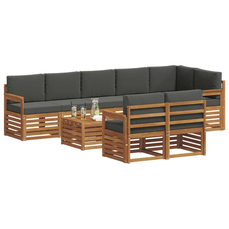 Sofų komplektai su pagalve 9 pcs Natūralus ir antracitas