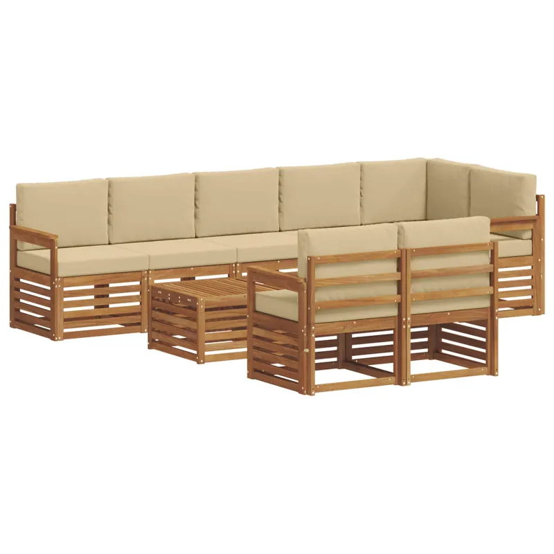 Sofų komplektai su pagalve 9 pcs Natūralus ir bežinis