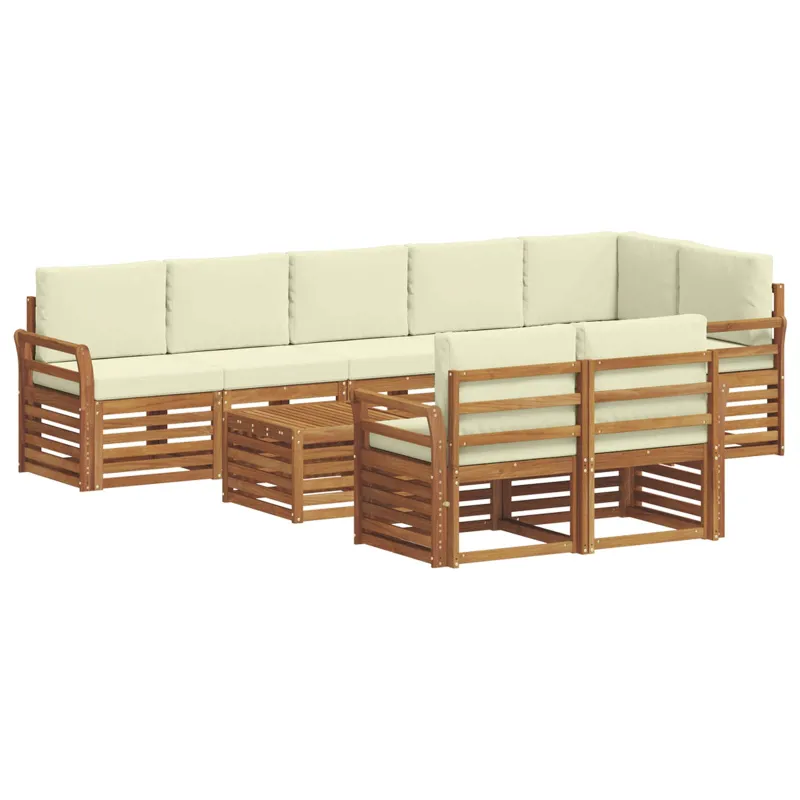 Sofų komplektai su pagalve 9 pcs Natūralus ir grietinėlė