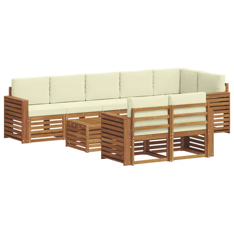 Sofų komplektai su pagalve 9 pcs Natūralus ir grietinėlė
