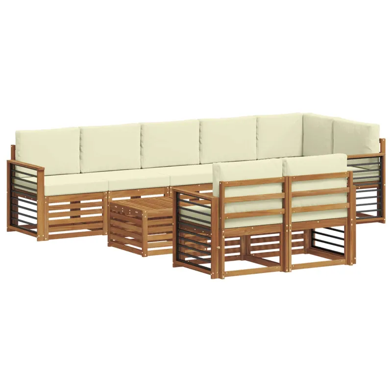 Sofų komplektai su pagalve 9 pcs Natūralus ir grietinėlė