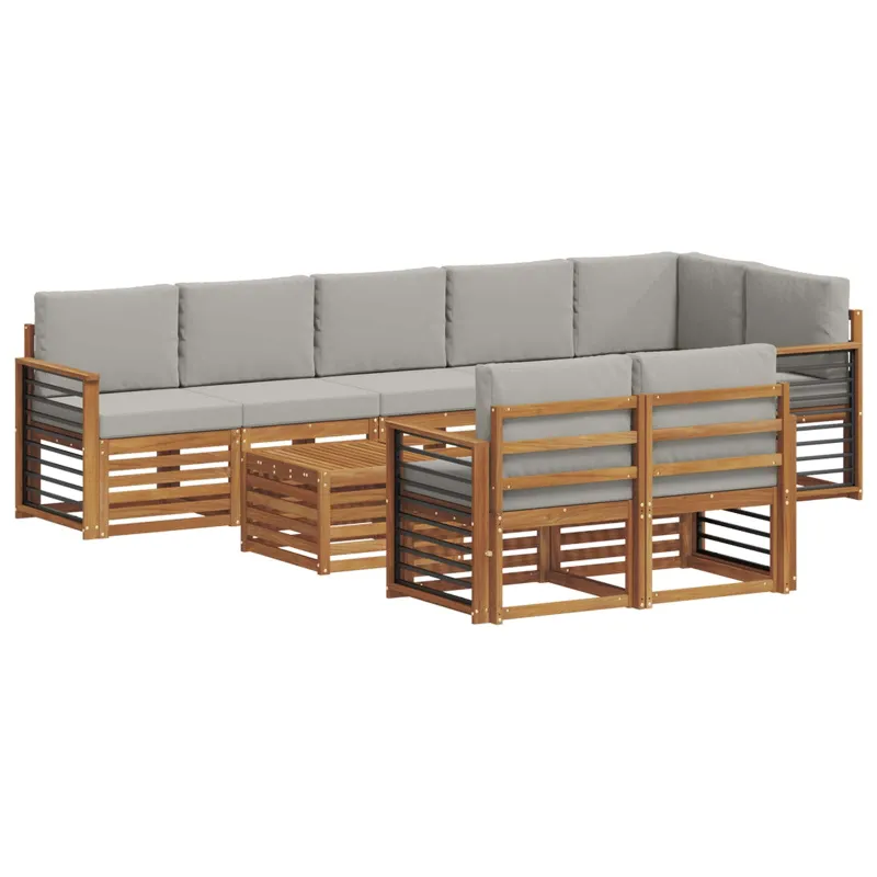 Sofų komplektai su pagalve 9 pcs Natūrali ir šviesiai pilka