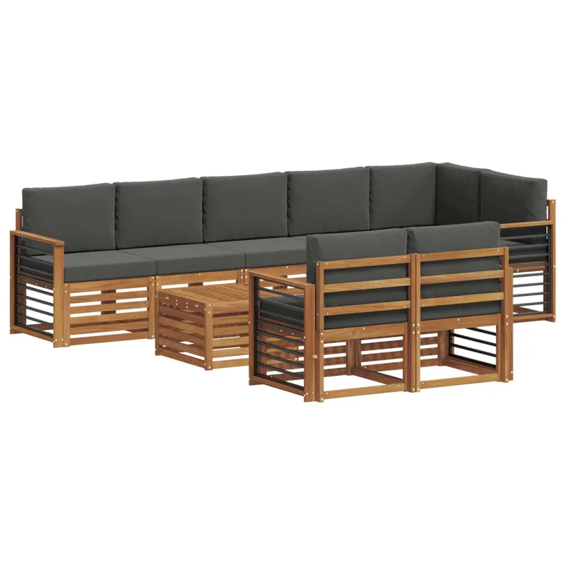 Sofų komplektai su pagalve 9 pcs Natūralus ir antracitas
