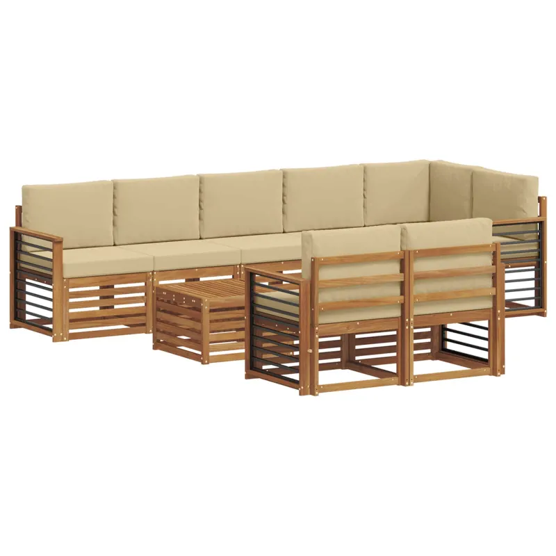 Sofų komplektai su pagalve 9 pcs Natūralus ir bežinis