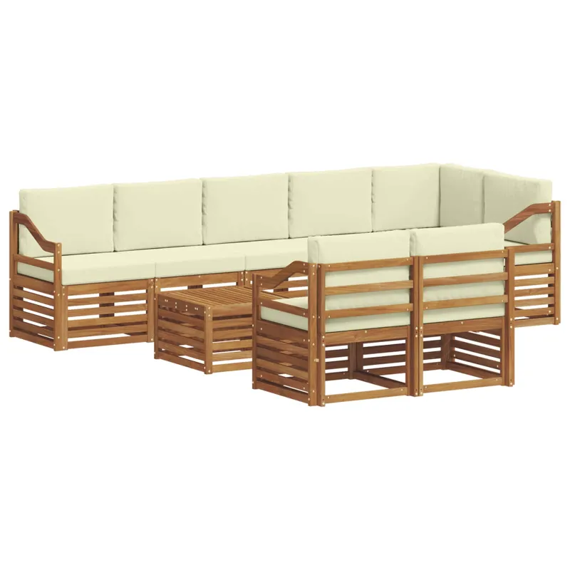 Sofų komplektai su pagalve 9 pcs Natūralus ir grietinėlė