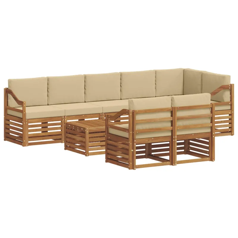 Sofų komplektai su pagalve 9 pcs Natūralus ir bežinis