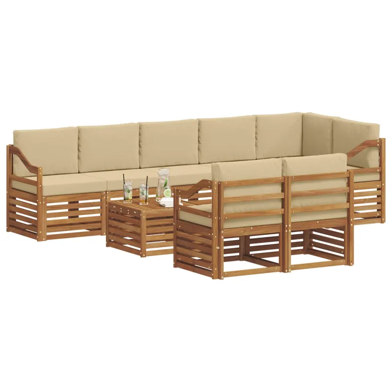 Sofų komplektai su pagalve 9 pcs Natūralus ir bežinis