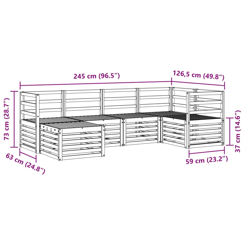 Sekcijos sofų komplektas 6 pcs Natūrali