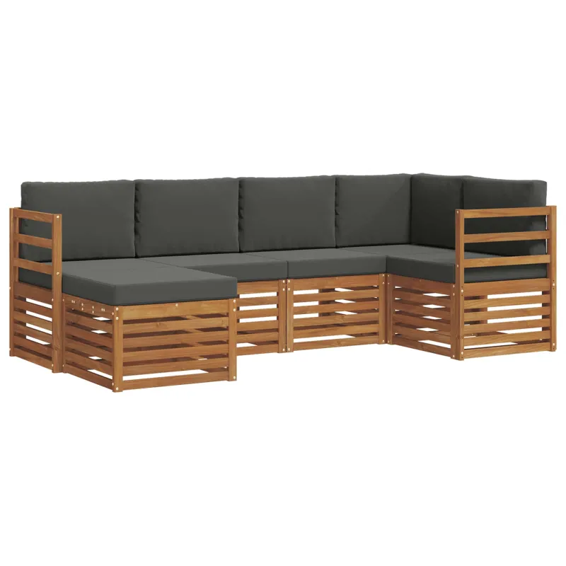 Sekcijos sofų komplektas 6 pcs Natūralus ir antracitas