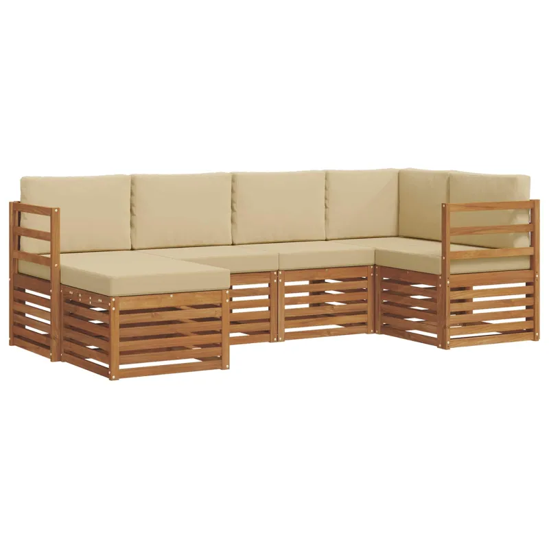 Sekcijos sofų komplektas su pagalve 6 pcs Natūralus ir bežinis