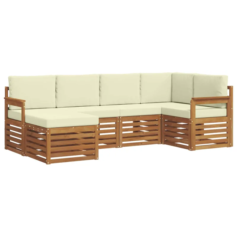 Sekcijos sofų komplektas 6 pcs Natūralus ir grietinėlė