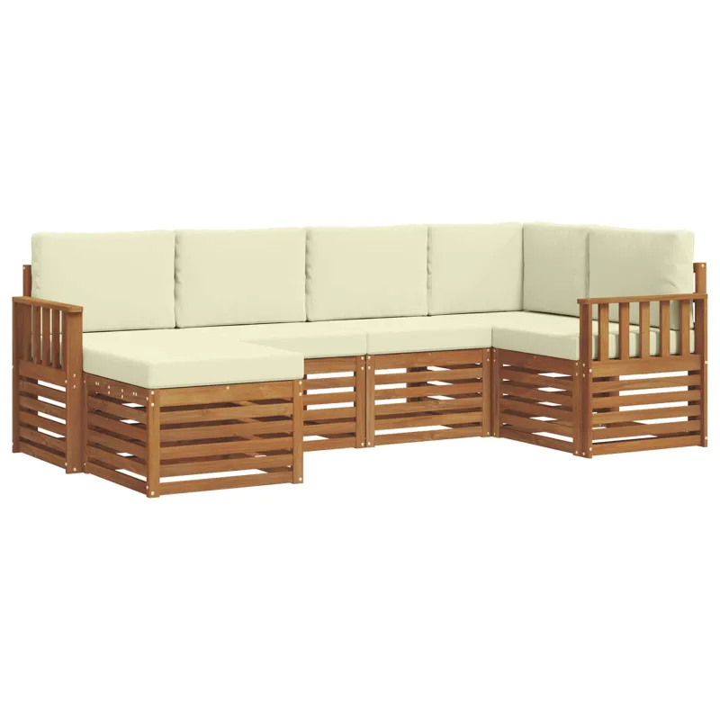 Sekcijos sofų komplektas 6 pcs Natūralus ir grietinėlė