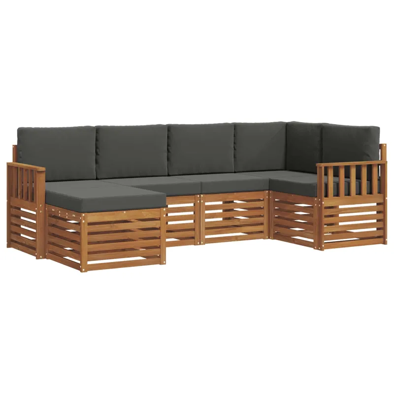 Sekcijos sofų komplektas 6 pcs Natūralus ir antracitas