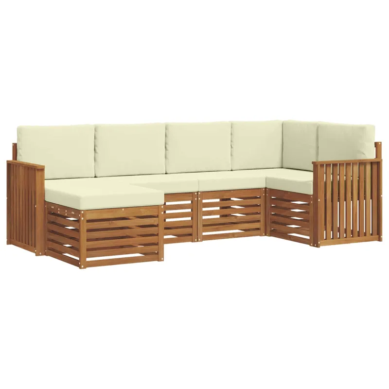 Sekcijos sofų komplektas 6 pcs Natūralus ir grietinėlė