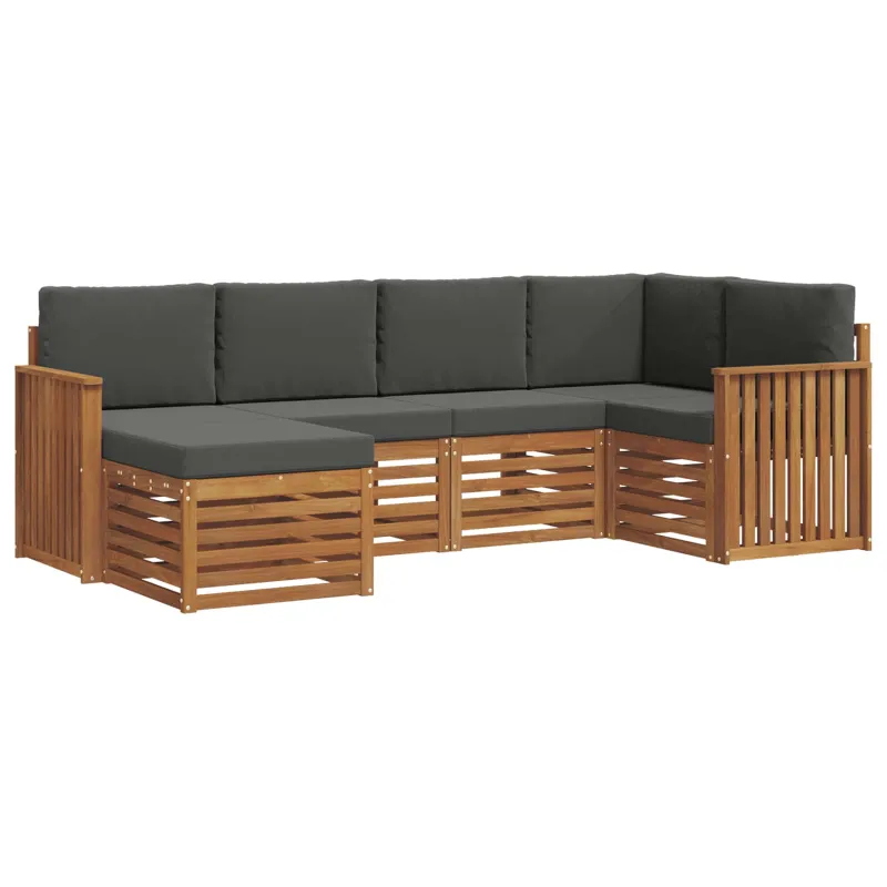 Sekcijos sofų komplektas 6 pcs Natūralus ir antracitas