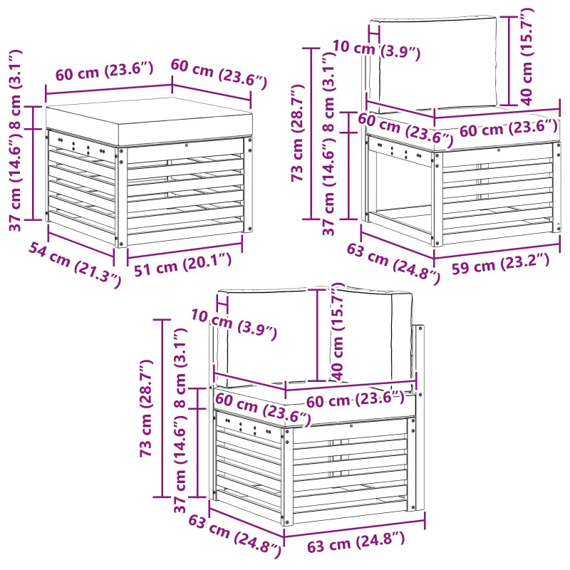 Sekcijos sofų komplektas 6 pcs Natūralus ir antracitas