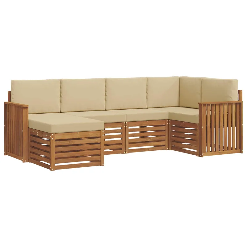 Sekcijos sofų komplektas su pagalve 6 pcs Natūralus ir bežinis