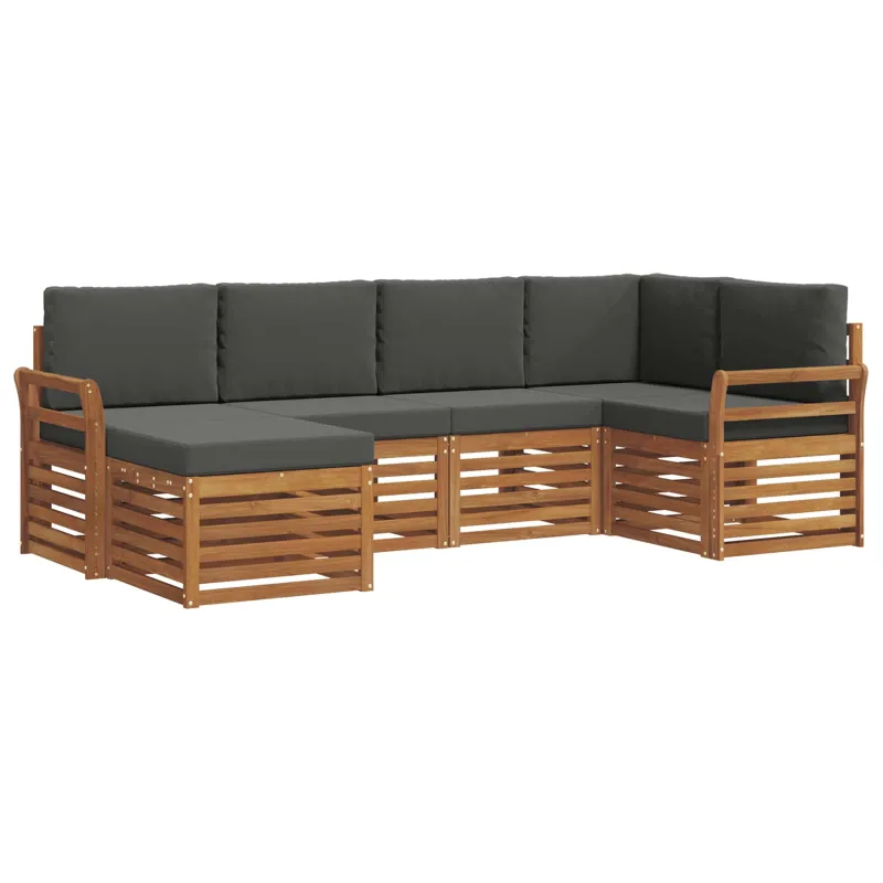 Sekcijos sofų komplektas 6 pcs Natūralus ir antracitas