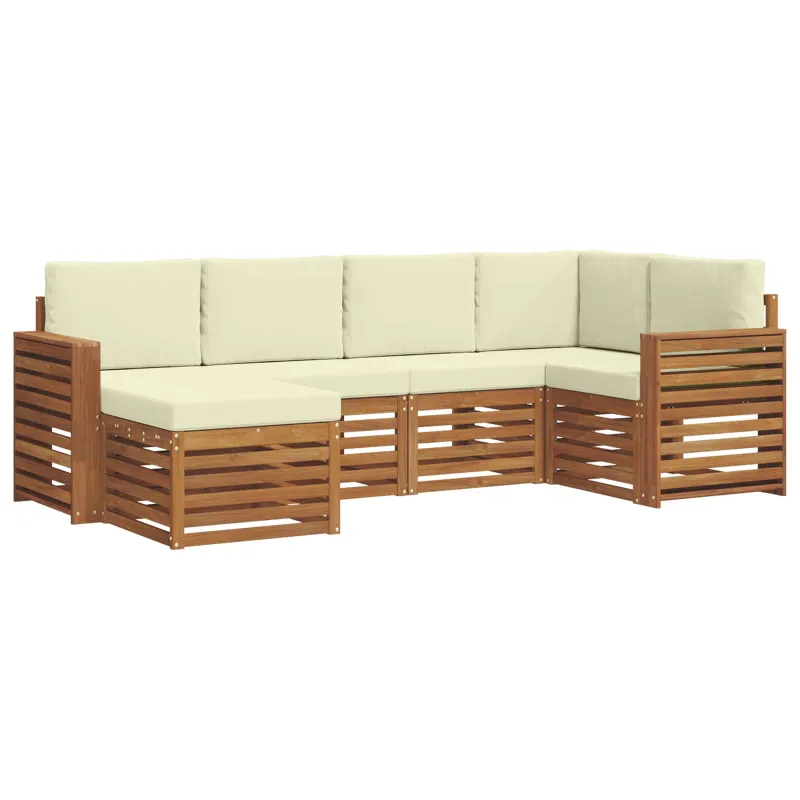 Sekcijos sofų komplektas 6 pcs Natūralus ir grietinėlė