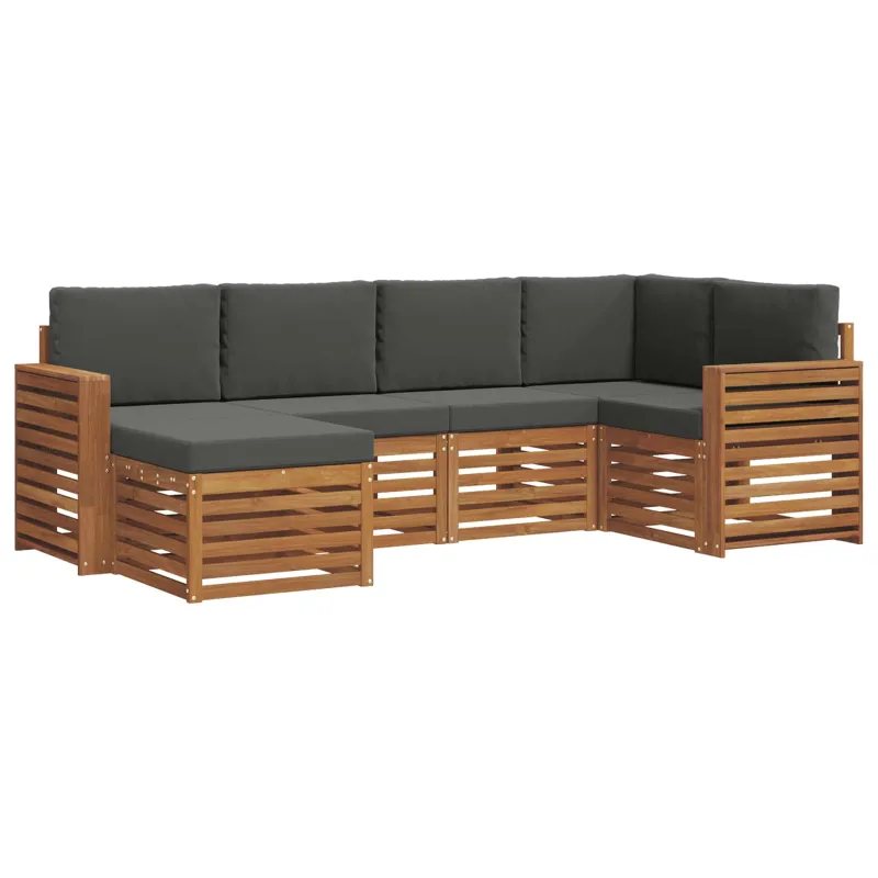 Sekcijos sofų komplektas 6 pcs Natūralus ir antracitas