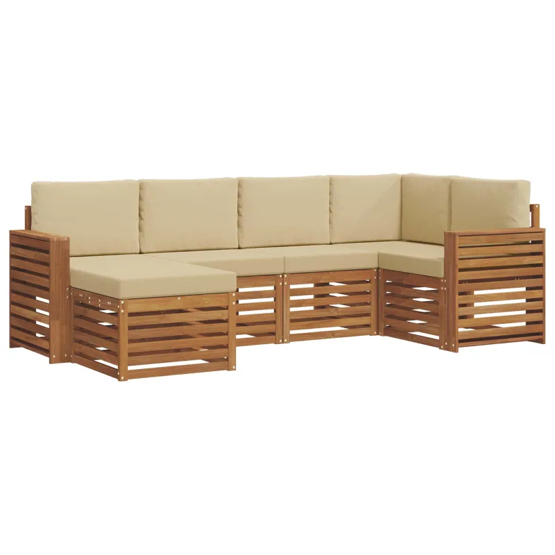 Sekcijos sofų komplektas su pagalve 6 pcs Natūralus ir bežinis