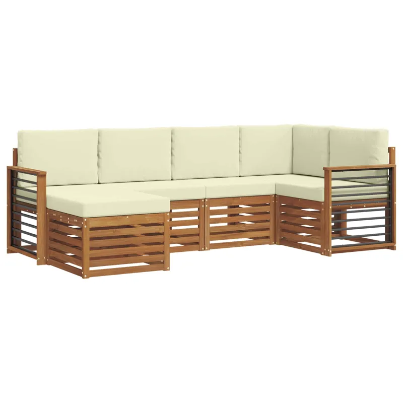 Sekcijos sofų komplektas 6 pcs Natūralus ir grietinėlė