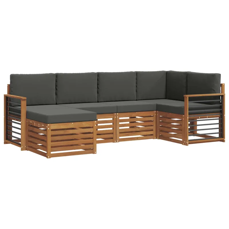 Sekcijos sofų komplektas 6 pcs Natūralus ir antracitas