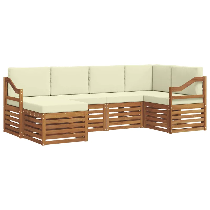 Sekcijos sofų komplektas 6 pcs Natūralus ir grietinėlė