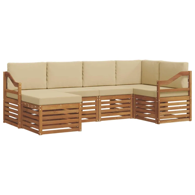 Sekcijos sofų komplektas su pagalve 6 pcs Natūralus ir bežinis