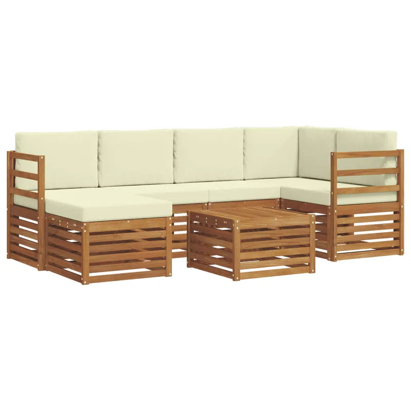 Sekcijos sofų komplektas 7 pcs Natūralus ir grietinėlė