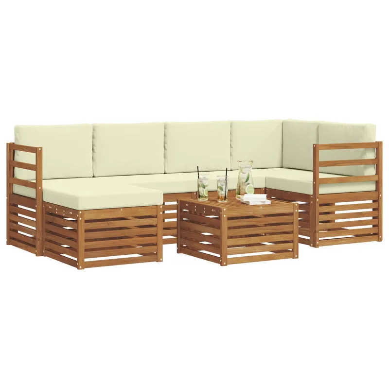 Sekcijos sofų komplektas 7 pcs Natūralus ir grietinėlė