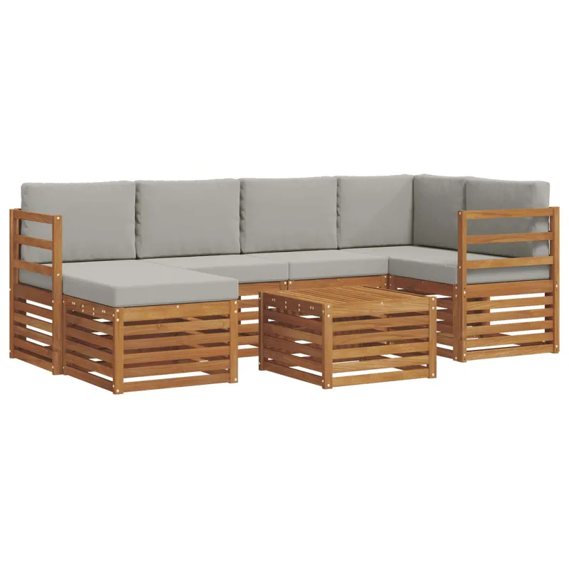 Sekcijos sofų komplektas 7 pcs Natūrali ir šviesiai pilka