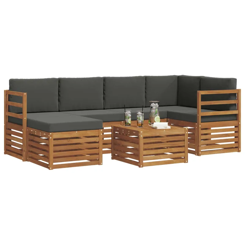 Sekcijos sofų komplektas 7 pcs Natūralus ir antracitas