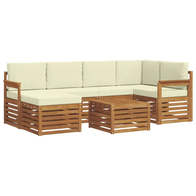 Sekcijos sofų komplektas 7 pcs Natūralus ir grietinėlė