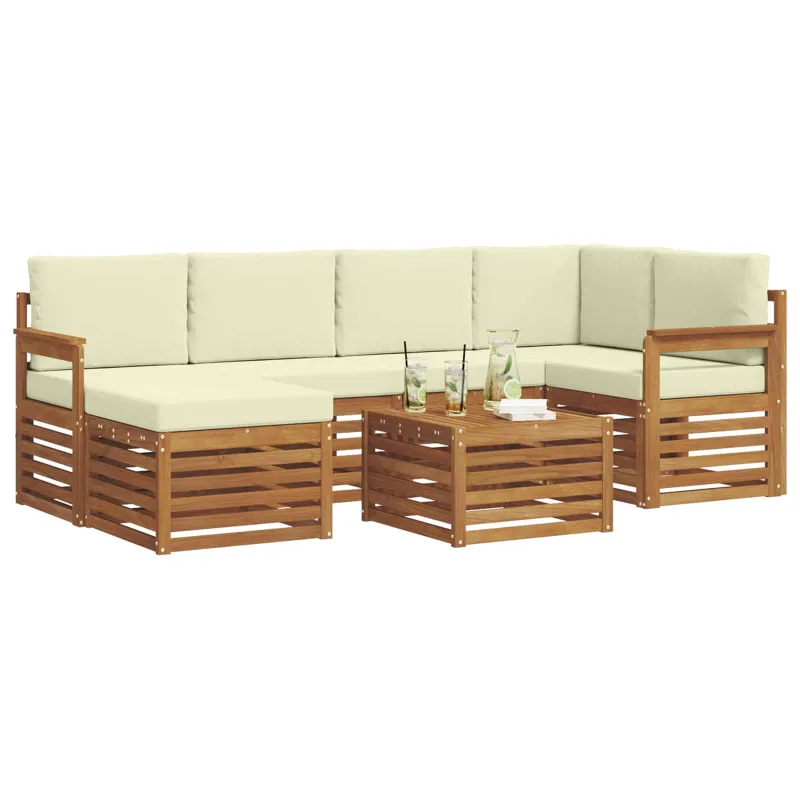 Sekcijos sofų komplektas 7 pcs Natūralus ir grietinėlė