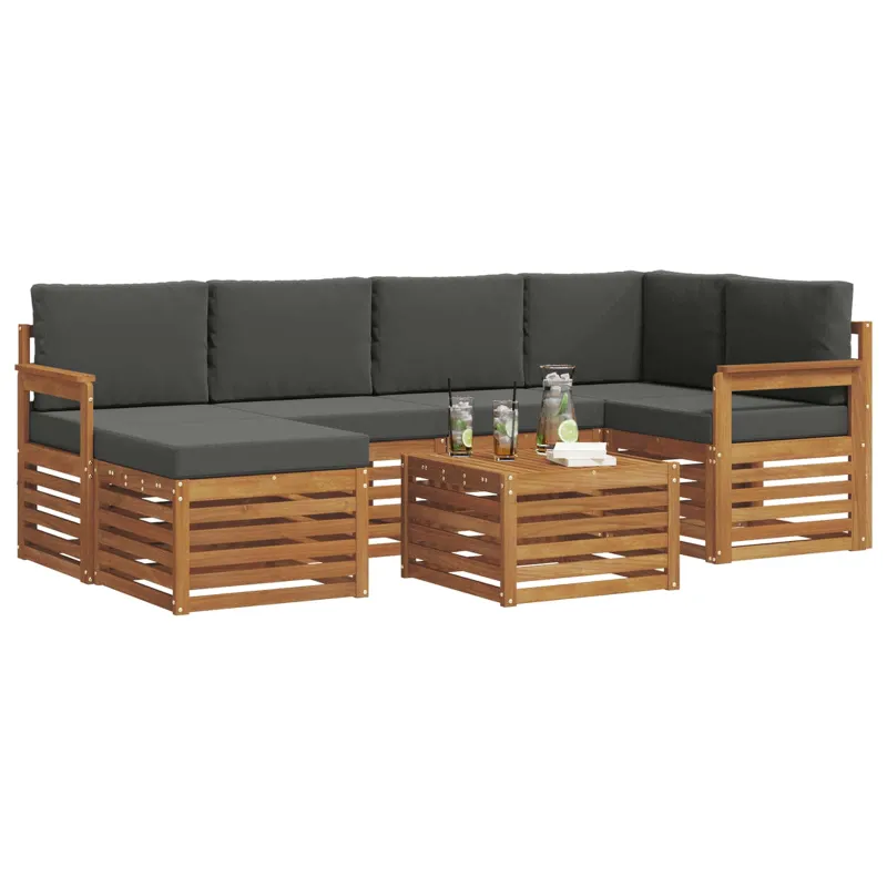 Sekcijos sofų komplektas 7 pcs Natūralus ir antracitas
