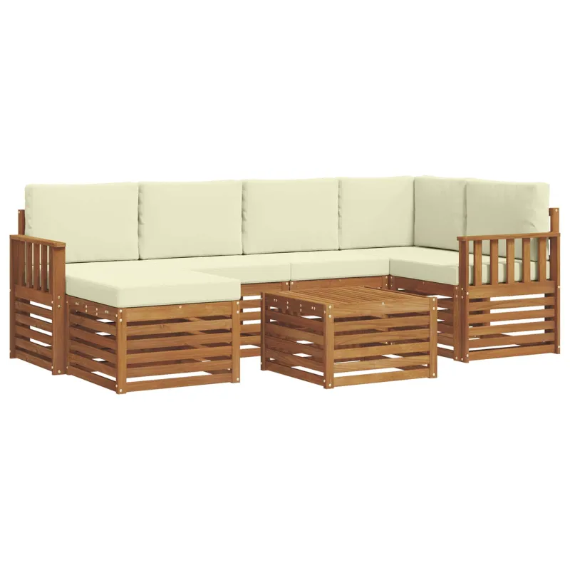 Sekcijos sofų komplektas 7 pcs Natūralus ir grietinėlė