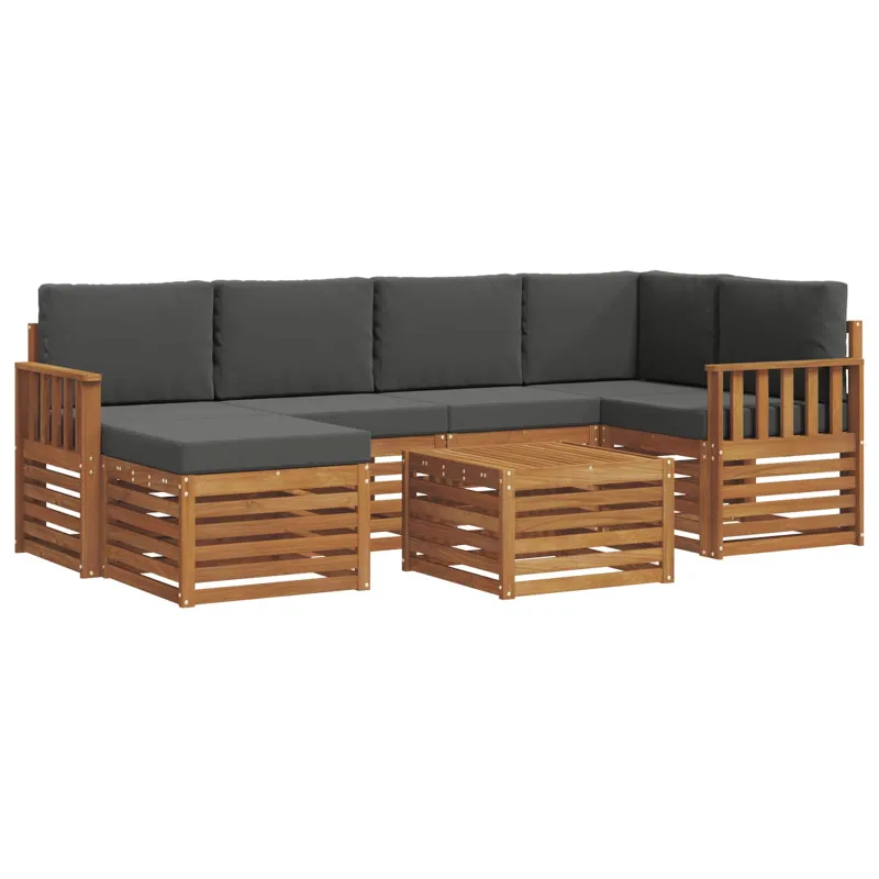 Sekcijos sofų komplektas 7 pcs Natūralus ir antracitas