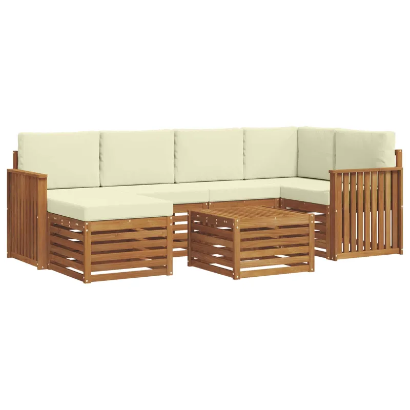 Sekcijos sofų komplektas 7 pcs Natūralus ir grietinėlė