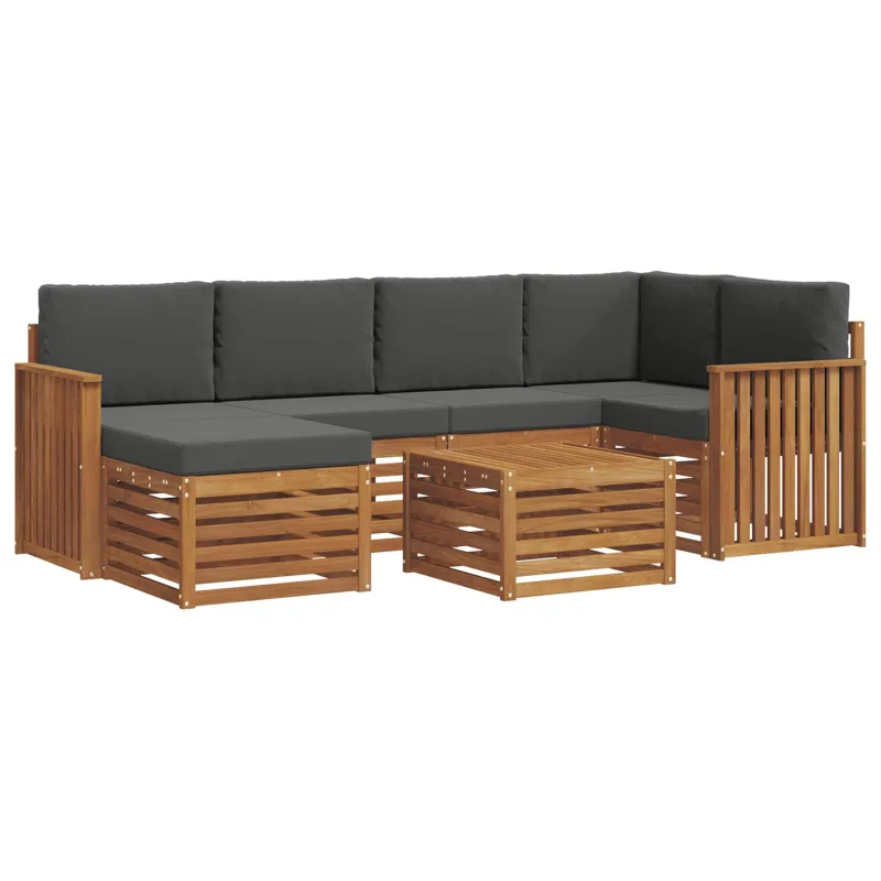 Sekcijos sofų komplektas 7 pcs Natūralus ir antracitas