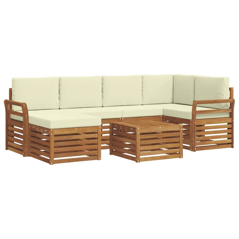 Sekcijos sofų komplektas 7 pcs Natūralus ir grietinėlė