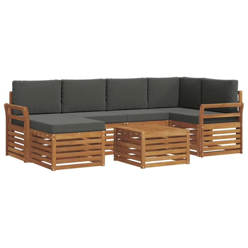 Sekcijos sofų komplektas 7 pcs Natūralus ir antracitas